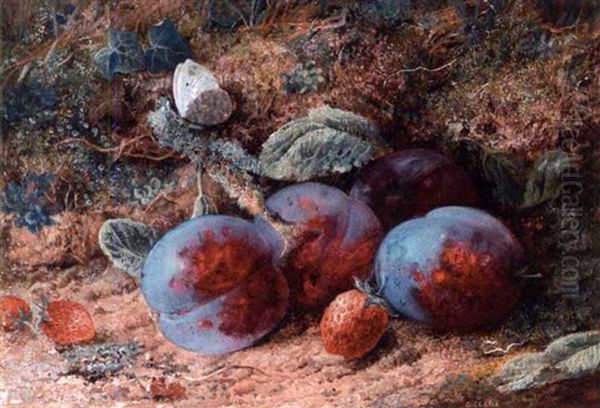 Still Life Of Plums And Strawberries - view 1