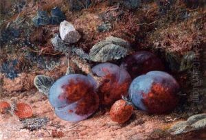 Still Life Of Plums And Strawberries Still Life Of Plums And Strawberries