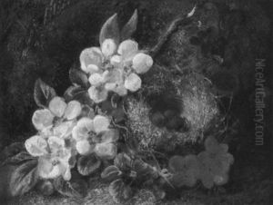 Still Life With Flowers And Bird's Nest by George Clare