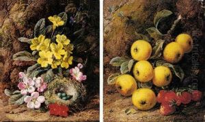 Primroses And A Bird's Nest by George Clare