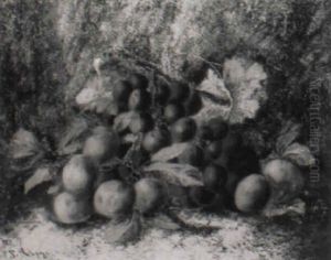 Fruchtestilleben Mit Trauben Und Pflaumenzweigen