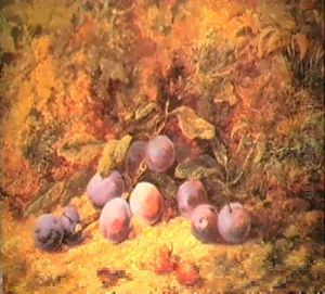 Still Life With Plums And Strawberries by George Clare