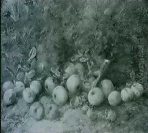 Still Life, Apples, Plums And Strawberries, On A Mossy Bank