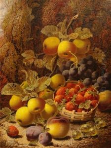 Still Life With Robins Nest And Flowers by Oliver Clare