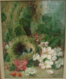 Still Life Of A Birds Nest, Eggs, Flowers And Rose Hips; Still Life Of A Birds Nest, Eggs And Flowers, A Pair