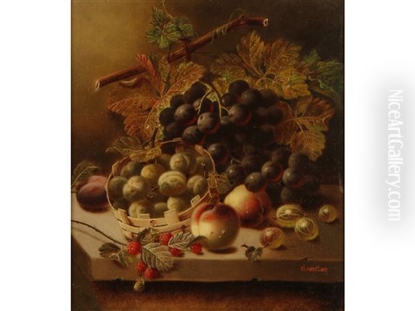 A Still Life Study Of Grapes, Peaches, Plums, Raspberries And Gooseberries, On A Tabletop - view 1