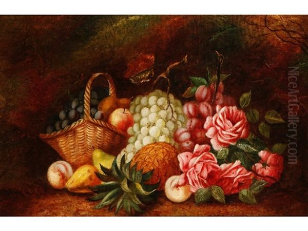 A Pair Of Still Life Studies Of Flowers And Fruit In A Woodland Setting, One With A Nest Of Birds Eggs (pair) - view 1