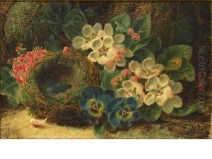 Apples, Gooseberries, A Plum And A Raspberry (+ Bird's Nest And Spring Blossom; 2 Works) by Oliver Clare