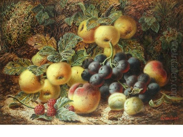 Black Grapes, Apples, Peaches And Raspberries; Black Grapes, Plums And A Peach (2 Works) - view 1
