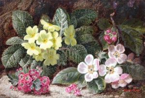 Primroses And Plums On A Mossy Bank (pair)