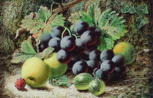 Still Life With Grapes, Apples And Gooseberries And Still Life With Grapes, Plums And Strawberry (pair) - view 1
