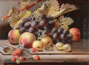 Still Life Of Peaches, Gooseberries, Grapes And Raspberries