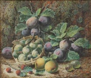 Still Life Of Plums, Apricots, Apples, Gooseberries And Raspberries
