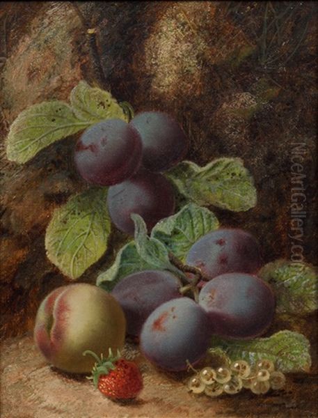 Still Life Of Grapes And Plums On A Mossy Bank; And Companion (pair) - view 1