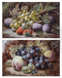 Green Grapes, Plums And Strawberries (+ Black Grapes, Peaches And Gooseberries; Pair) Green Grapes, Plums And Strawberries (+ Black Grapes, Peaches And Gooseberries; Pair)