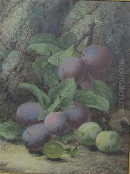 A Still Life Of Plums On A Bank - view 1