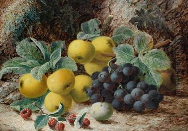 Still Life Of Apples, Grapes And Raspberries On A Mossy Bank - view 1
