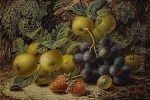 Stilleben Med Druvor, Applen Och Paron (+ Another; Pair) by Oliver Clare