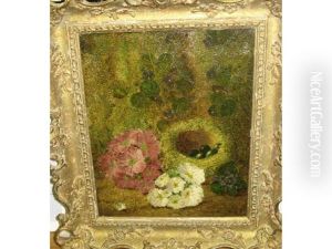 Bird's Nest And Primroses by Oliver Clare