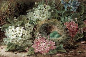 Still Life Of Flowers And A Bird Nest (+ Still Life Of Fruit; Pair)
