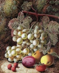 Still Life With Grapes, Apples, Plums, Strawberries And Raspberries by Oliver Clare