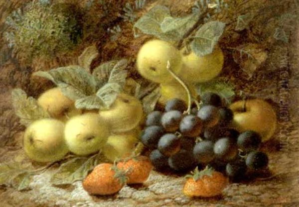A Still Life Of Apples, Red Grapes And Strawberries On A Mossy Bank - view 1