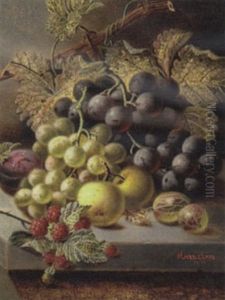 Still Life With Grapes And Raspberries by Oliver Clare