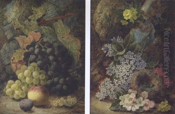 Still Life Of Grapes And Other Fruits On A Mossy Bank - view 1