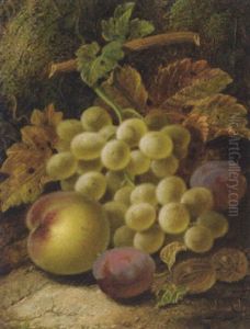 Grapes, Plums, Gooseberries And A Peach, On A Mossy Bank