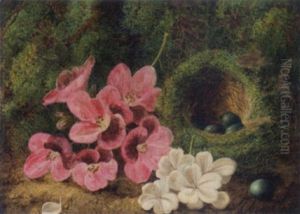 Grapes, Plums, Rasberries And A Strawberry By A Mossy Bank by Oliver Clare