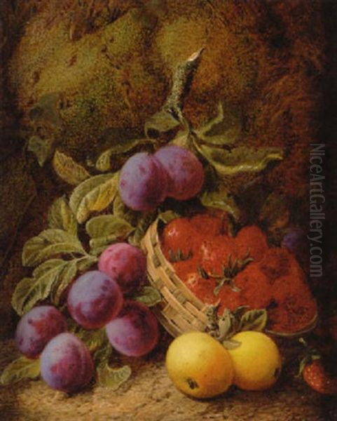 Still Life Of Apples, Plums And Strawberries In Basket - view 1