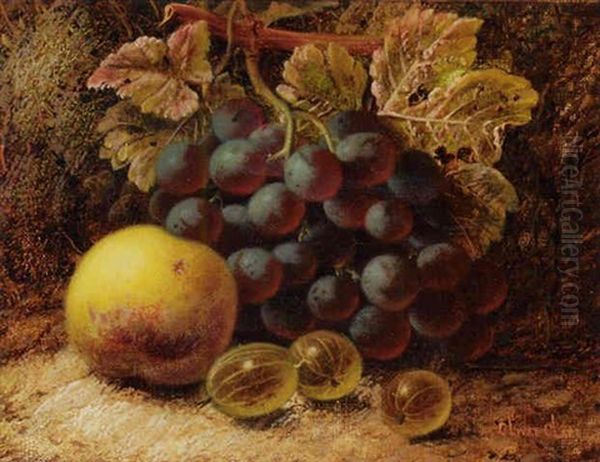 Grapes, Gooseberries And An Apple, On A Mossy Bank - view 1