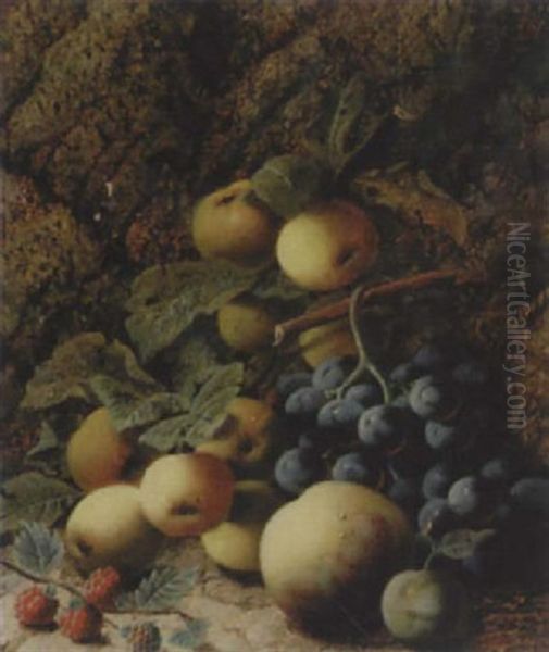 Stilleben Mit Apfeln, Trauben, Himbeeren Und Pfirsich - view 1