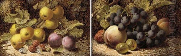 Grapes, Pears, Gooseberries And A Strawberry, On A Mossy Bank - view 1