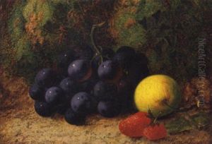 Grapes, Srawberries And An Apple, On A Mossy Bank by Oliver Clare