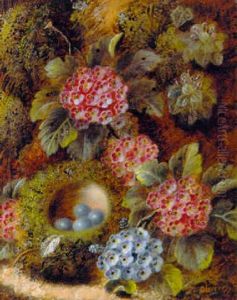 Primulas And A Bird's Nest With Eggs On A Mossy Bank