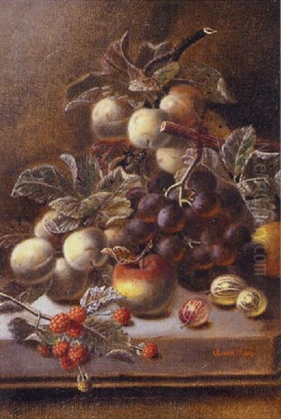A Still Life Of Mixed Fruit On A Ledge - view 1