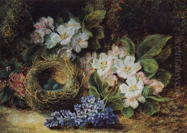 Still Life With Bird's Nest And Pink And White Flowers - view 1