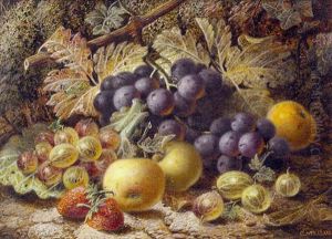 A Still Life Of Mixed Fruit On A Mossy Bank