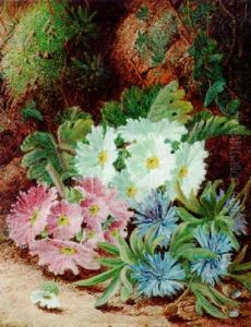 Primulas By A Bank