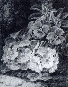 Still Life With Primulas And Pansies by Oliver Clare