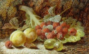 Berries And Greengages On A Leaf On A Mossy Bank