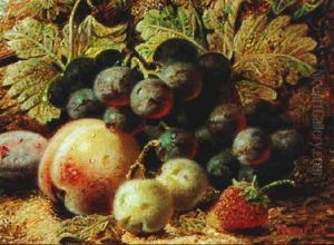 Still Life With Grapes, A Peach And Other Fruit by Oliver Clare