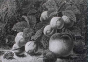 Fruit Still Life On Mossy Bank by Oliver Clare