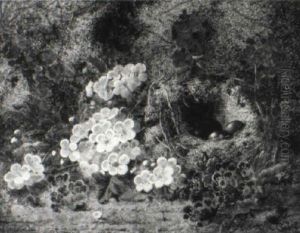 Still Life With Bird's Nest And Flowers A Plein Air