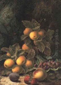 Fruit Still Life On A Mossy Bank by Oliver Clare