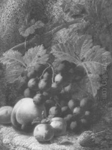 Grapes, Peaches And Greengages On A Mossy Bank Grapes, Peaches And Greengages On A Mossy Bank