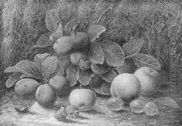 Still Life Of An Apple, Strawberries, Peaches, Gooseberries And Plums - view 1