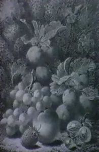 Still Life With Plums, Grapes, Gooseberries, A Peach... Still Life With Apples, Grapes, Raspberries... by Oliver Clare