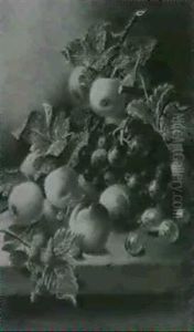 Still Life Of Grapes, Apples, Peaches, Raspeberries And     Gosseberies by Oliver Clare